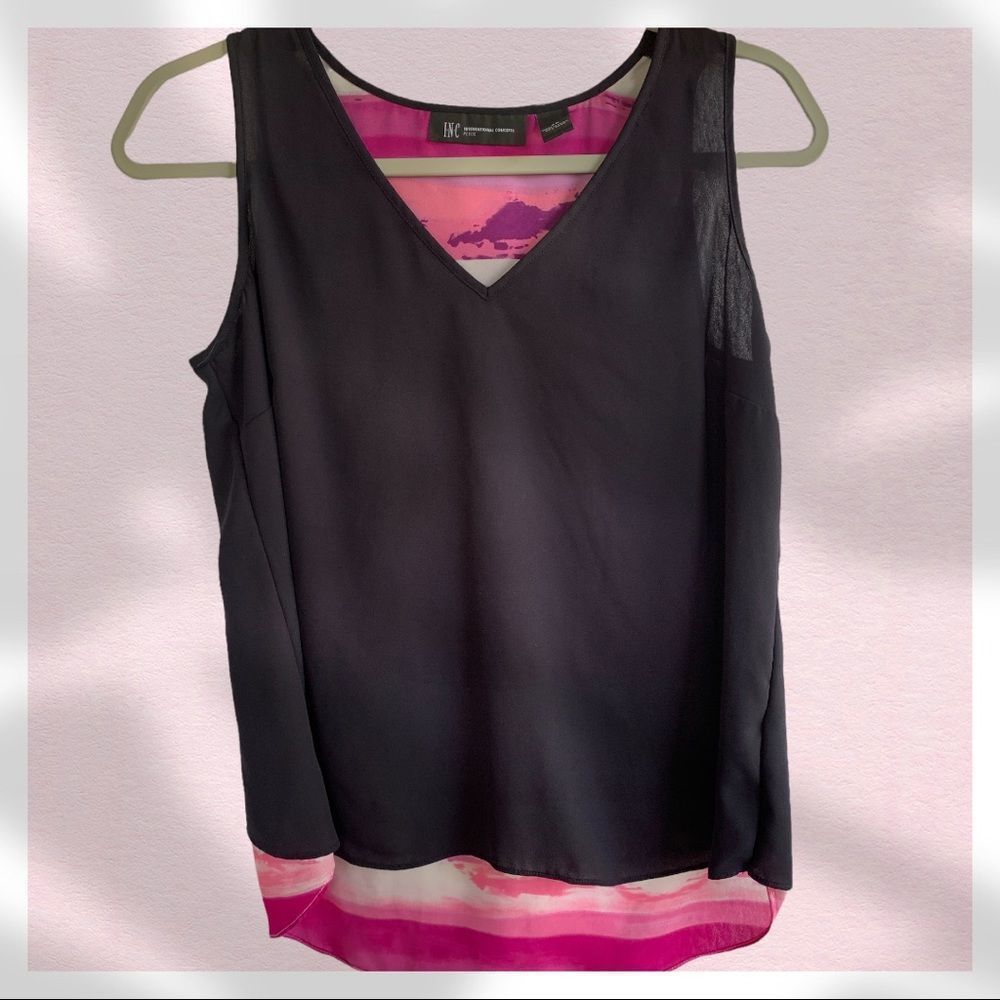 INC International Concepts Black and Pink Women's Top